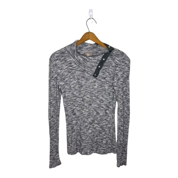 Anthropologie | Dolan Left Coast Snap-Neck Pullover Marled Gray Sweater | S - Picture 5 of 8